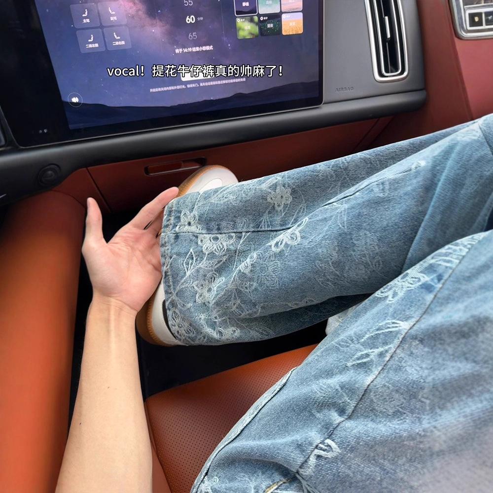 JYL Męskie Jeansy Szerokie Nogawki Nowy Amerykański Vintage Jesień Czysty Krój Slim Bootcut Denim