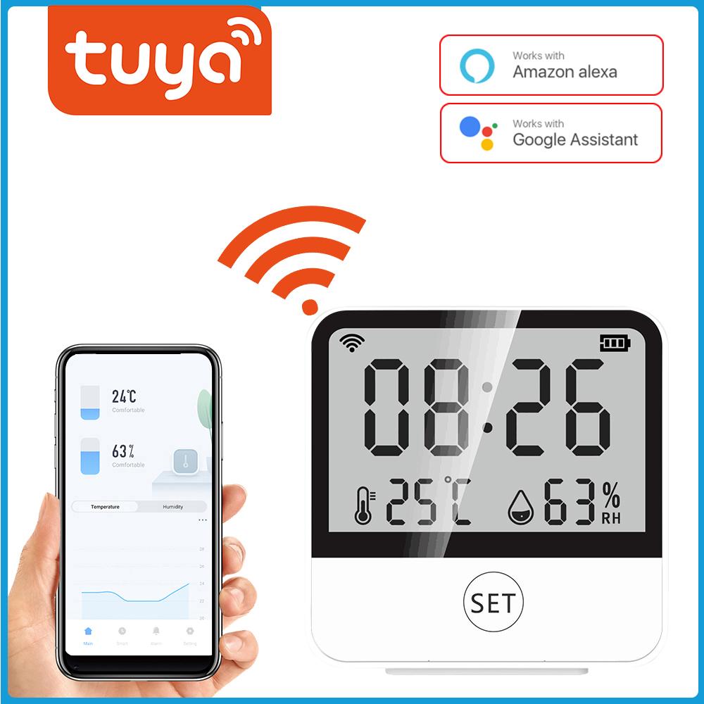WiFi Intelligent Temperature Humidity Sensors Time Date Week Display Intelligent   Bedroom Kitchen Living Room Hotel Temperature Humidi