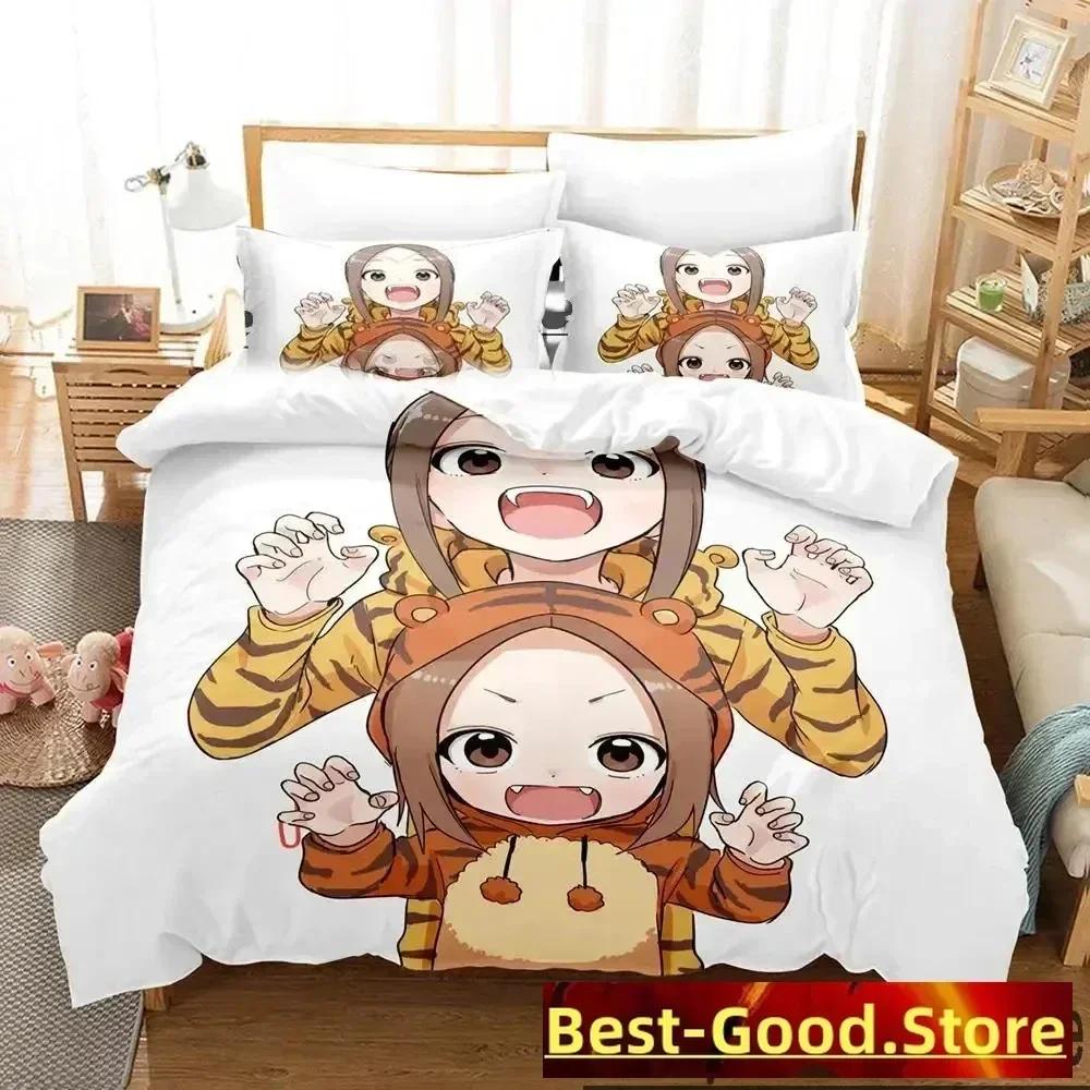 Teasing Master Takagi-San Bedding Set Printed With Pillowcase Bed Duvet Cover Soft Queen King Size Bedclothes Home Boys Adult