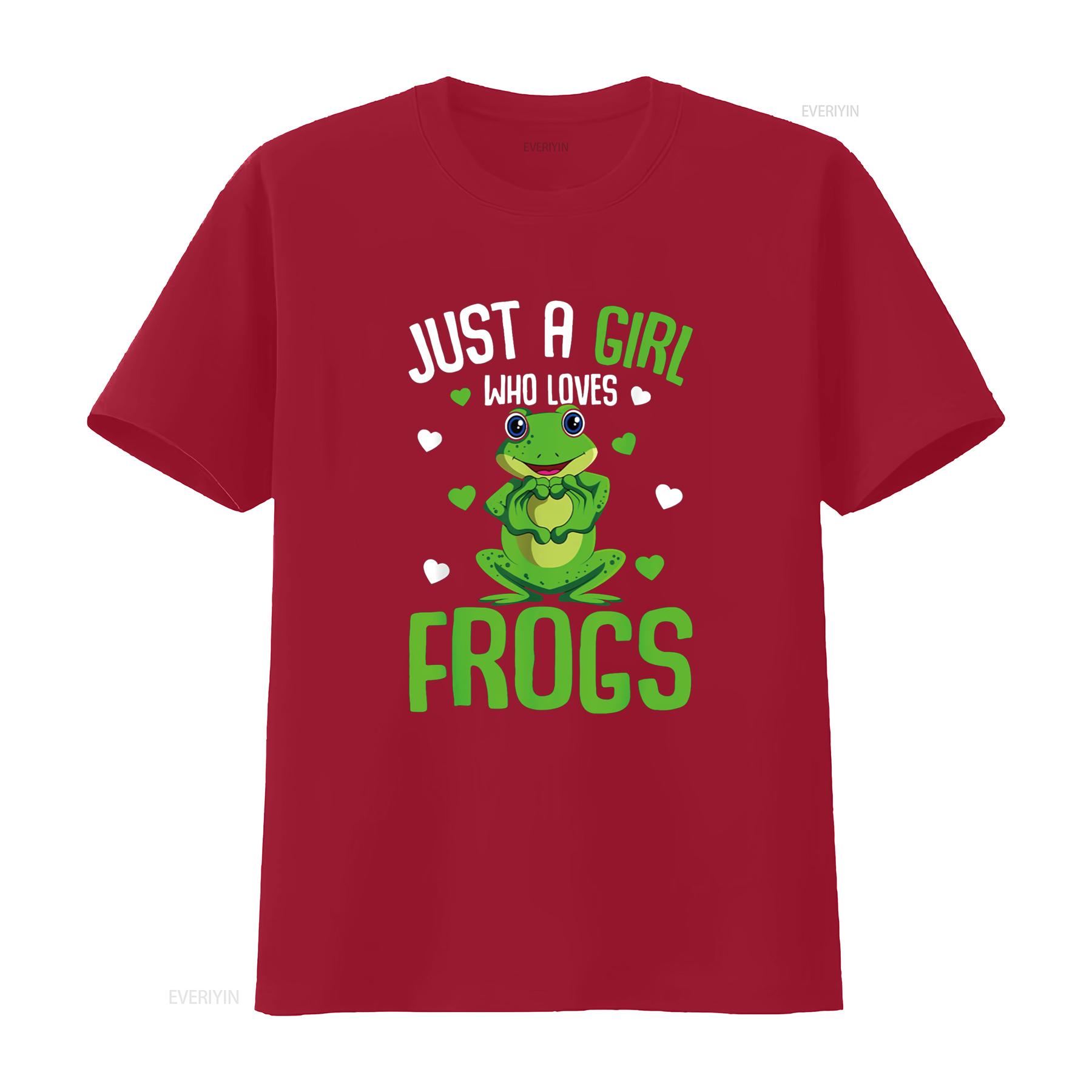 Just A Girl Who Loves Frogs Kids Girls Frog T Shirt vintage Washed Slightly homme Comfortable Versatile Stretched Unisex S