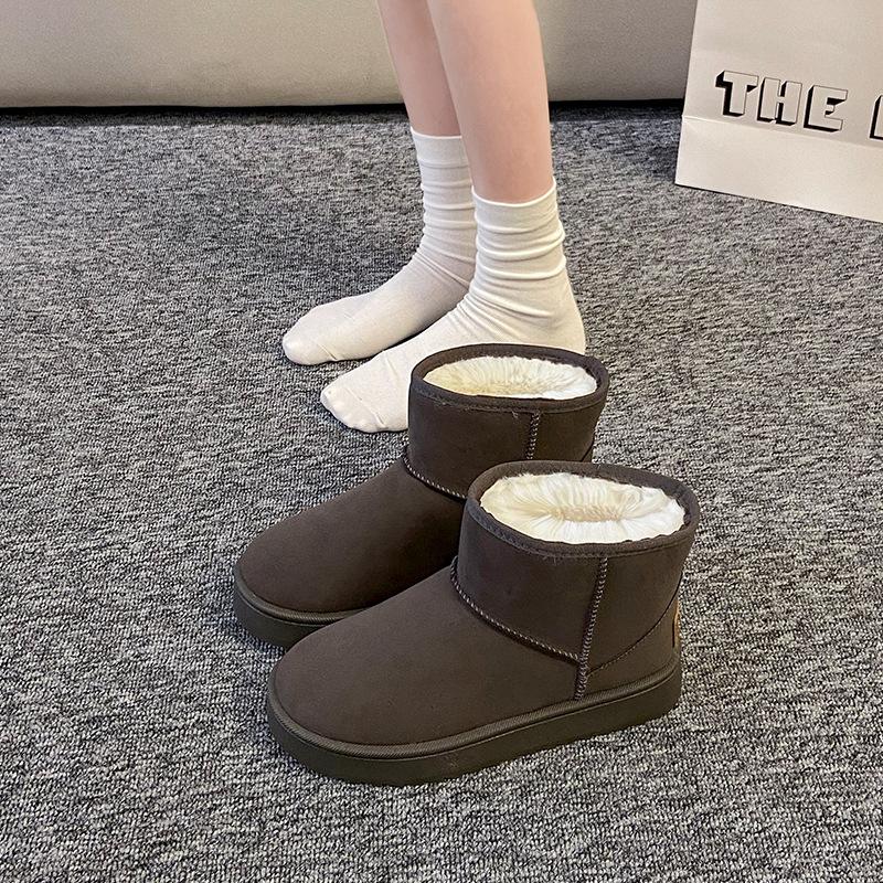 [Spot quick delivery] New fashion snow boots women's thick soles 2025 direct sales thickened velvet waterproof warm cotton shoes