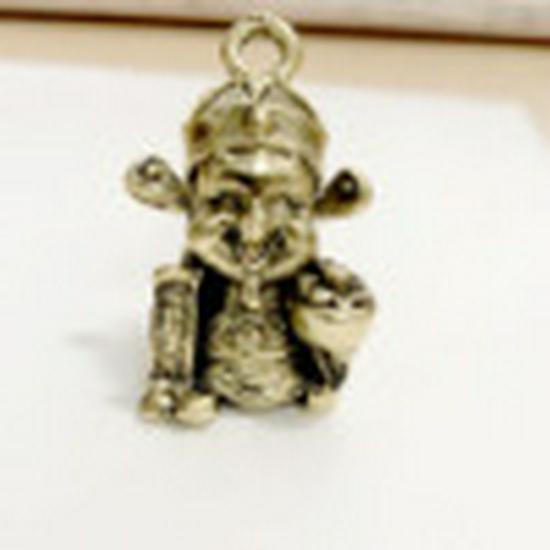 Handmade Retro Brass God of Wealth Pendant Keychain - Wealth-Attracting Ornament
