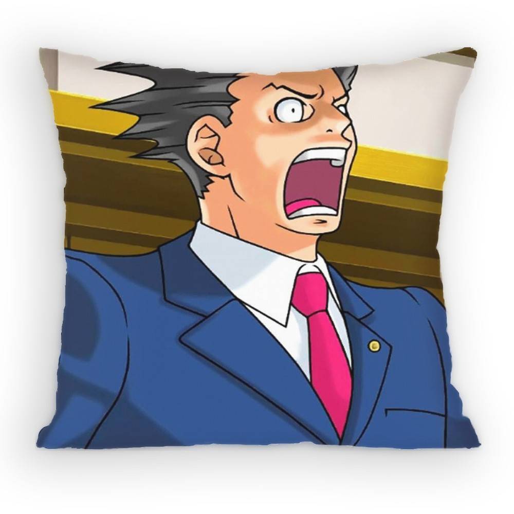 Ace Attorney Phoenix Wright Pillow Case Antidustmite Pillowcase Invisible Zipper Silky Short Plush Sofa Cushion Cover