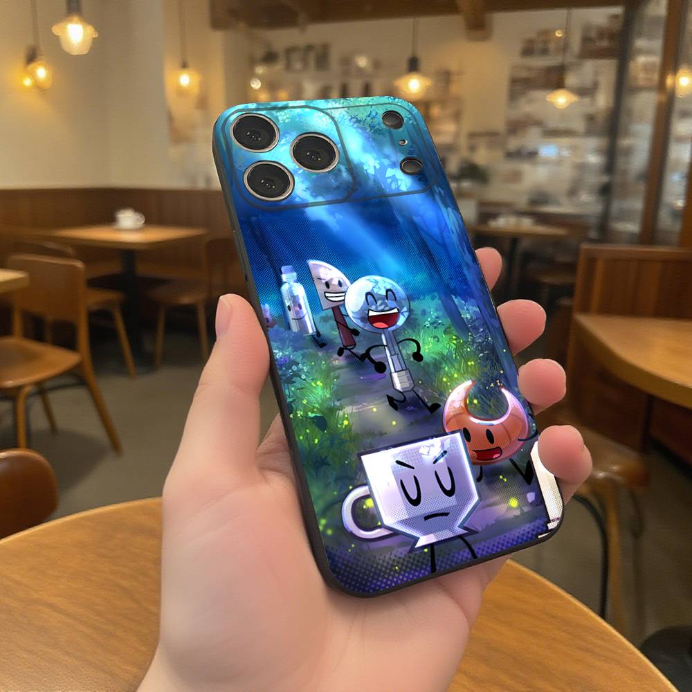 Bfdi Battle For Dream Island Handyhülle Für iPhone 17,16,15,14,13,12,11,Pro,XS,Max,XR,Plus,E,SE4,Mini Schwarzes Weiches Cover