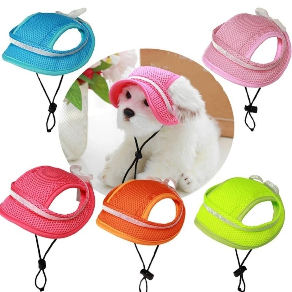 Adjustable Strap Puppy Sun Protection Cap with Ear Holes Cat Baseball Cap Daily Wear