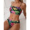 1011 New European and American Suspender Printed Split Swimsuit Female Sexy Beach Bikini Hot Spring Swimsuit