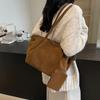 Suede Shoulder Bags for Women Large Capacity Totes Lightweight Underarm Bag Casual Shopper Handbag Solid Color Travel Bucket Bag KTB