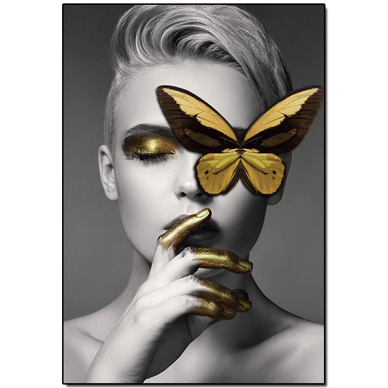 Abstract Canvas Painting Decorative Picture Nordic Butterfly Woman Posters On the Wall In the Office Wall Art Hoom Decor Cuadros