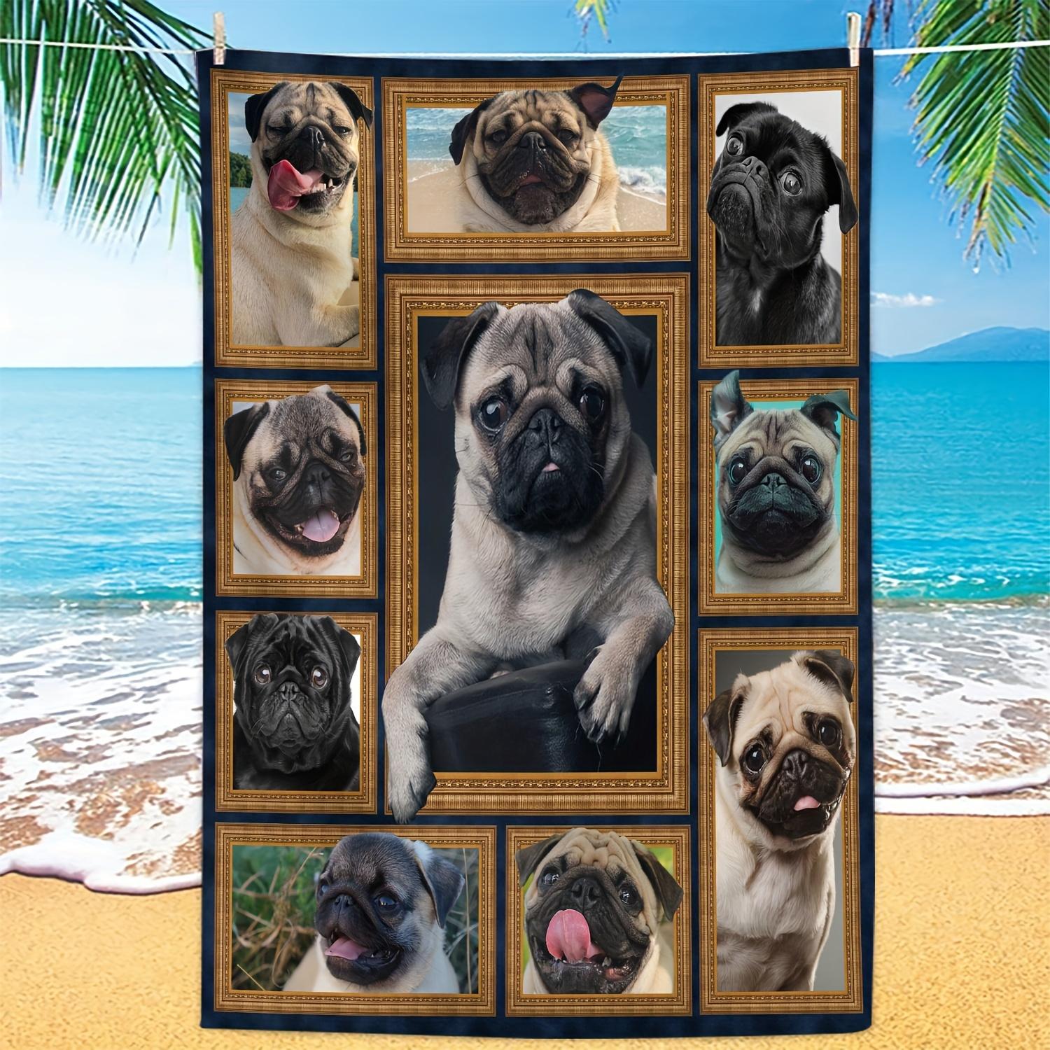 

Cute Dog Microfiber Beach Towel 250gsm Super Absorbent For Yoga Fitness Swimming Camping W30*H60(CM)