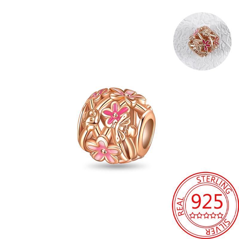 Koperen, echt roségouden, roze octopus, zomerschildpad, hartvormige hanger, geschikt voor originele armbanden, kettingen, armbanden voor meisjes