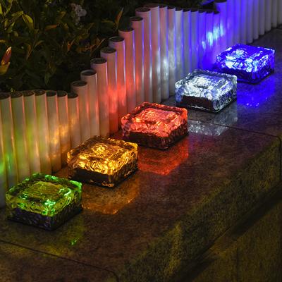 Solar Rasenlampe Außen LED Eiswürfellampe Kristallziegel Glas Rasenlampe Gartenleuchte Wasserdicht Wegdekoration