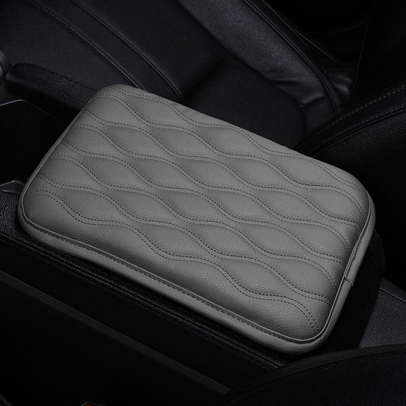 

Wave Embroider PU Leather Car Armrest Mat Auto Center Console Seat Box Protection Cushion Hand Supports Storage Box Cover Pad серый