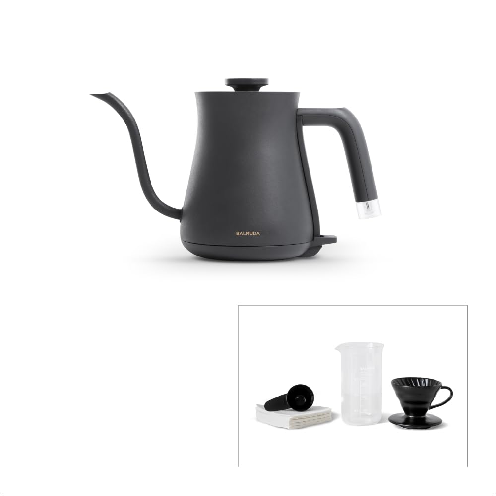 Электрический чайник BALMUDA The Pot, черный (KPT01JP-BK) + Оригинальный дрип-сет (Hario, V60) (ODS-HK1/JP)