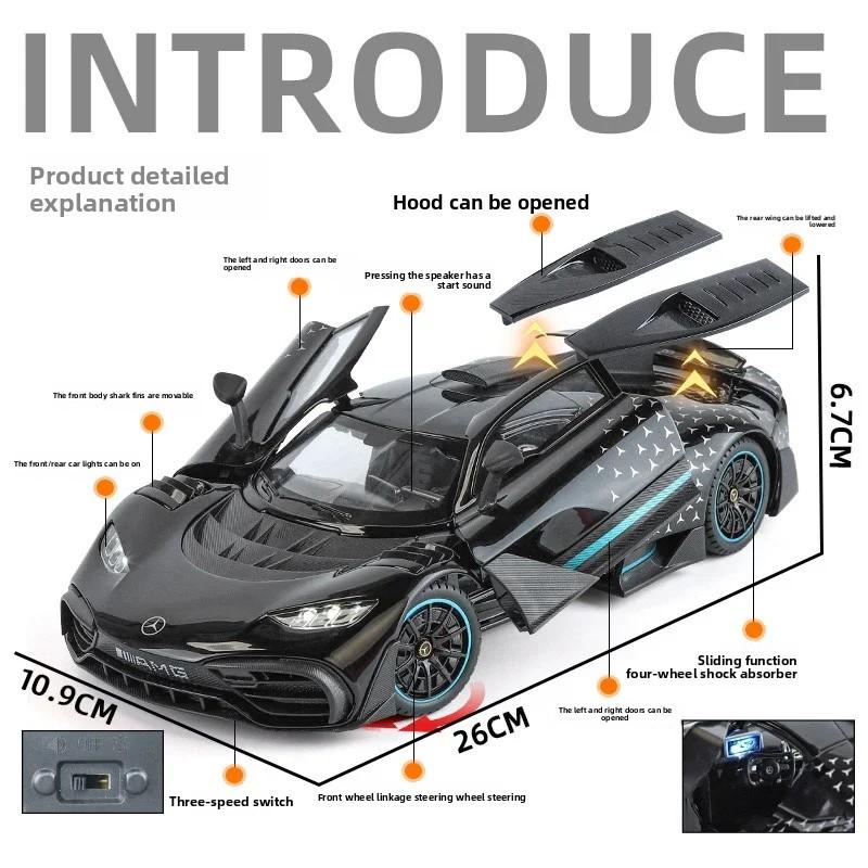 1:18 AMG ONE Leichtmetallfelgen Auto Die-Cast Spielzeugfahrzeuge Metall Spielzeugauto Modell Sound und Licht Sammlung Kinderspielzeug Die-Cast 1/18