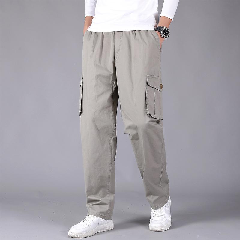 2024 Fashion New Men's Cargo Pants Pure Cotton Multi Mouth Bag Loose Outdoor Mountaineering and Riding Pants