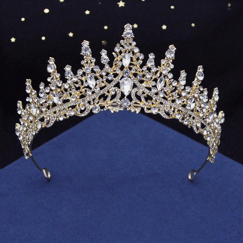 Gorgeous Crystal Crown Headbands Royal Queen Tiaras Birthday Party Wedding Hair Jewelry Bridal Diadem Princess Headdress Bride