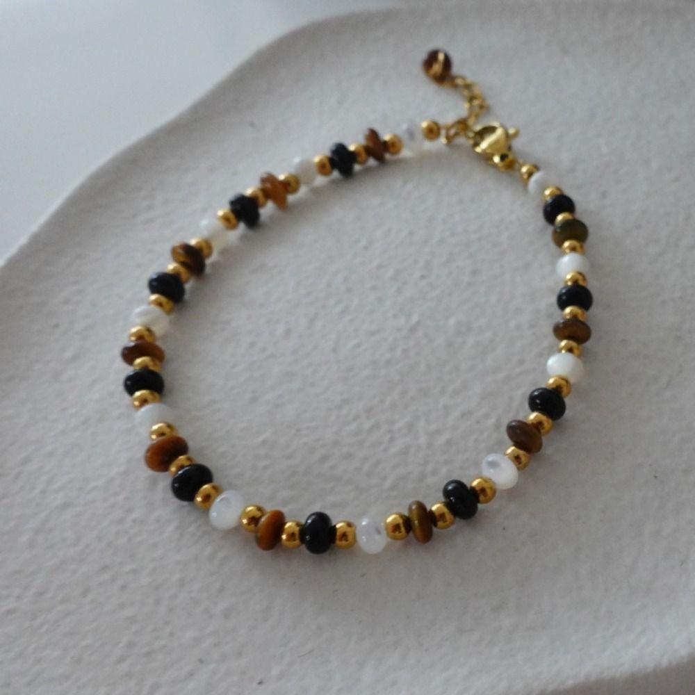 Natural Tiger Eye Stone Handmade Necklace High-end Sweater Chain Beaded Pendant  Collarbone Chain