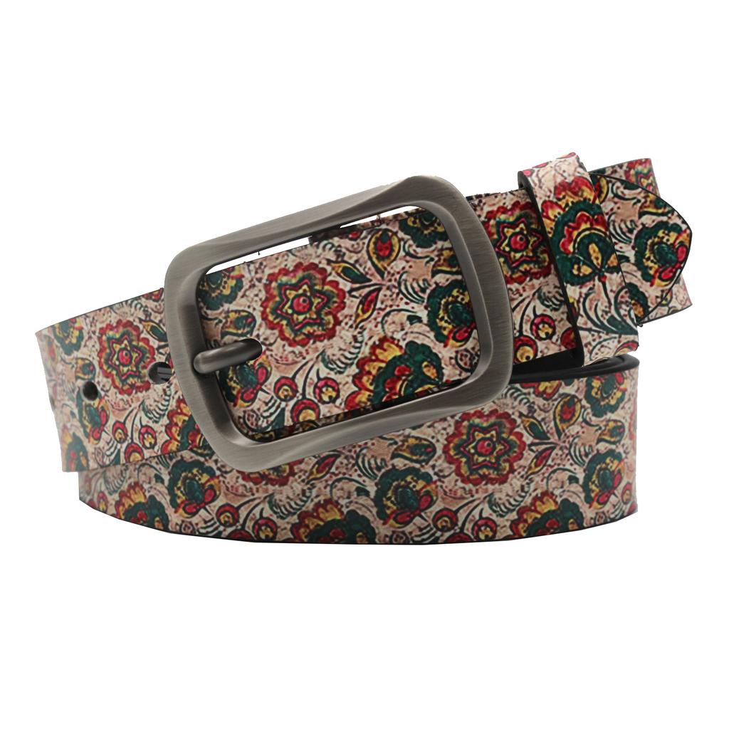 Trendy Pu Printed Belt Ins Versatile Fashion Design Full Sense Pin Buckle Belt