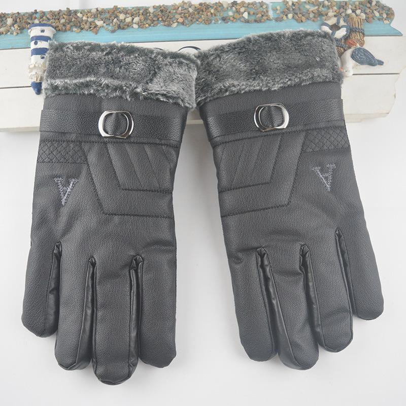 

Осенне-зимние мужские новые бархатные термоперчатки One Size for Men чёрный