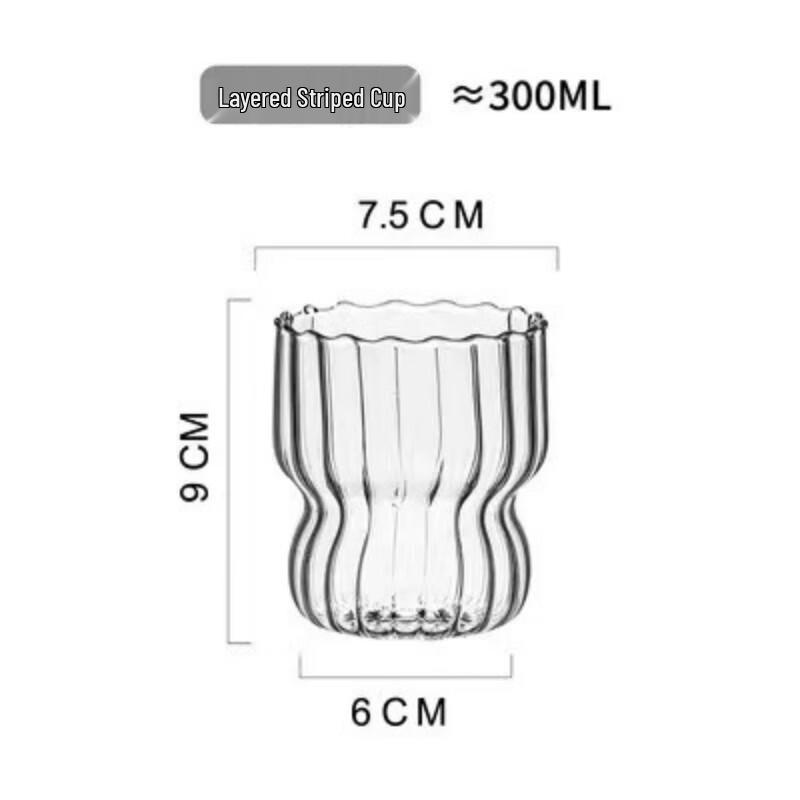Huazao Baijia WY Vertical Stripe High Borosilicate Glass Drinkware Collection 300ml