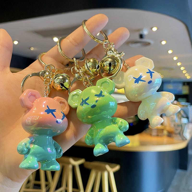 Colorful Cartoon Bear Keychain - Limited Edition Gift for Students and Backpacks