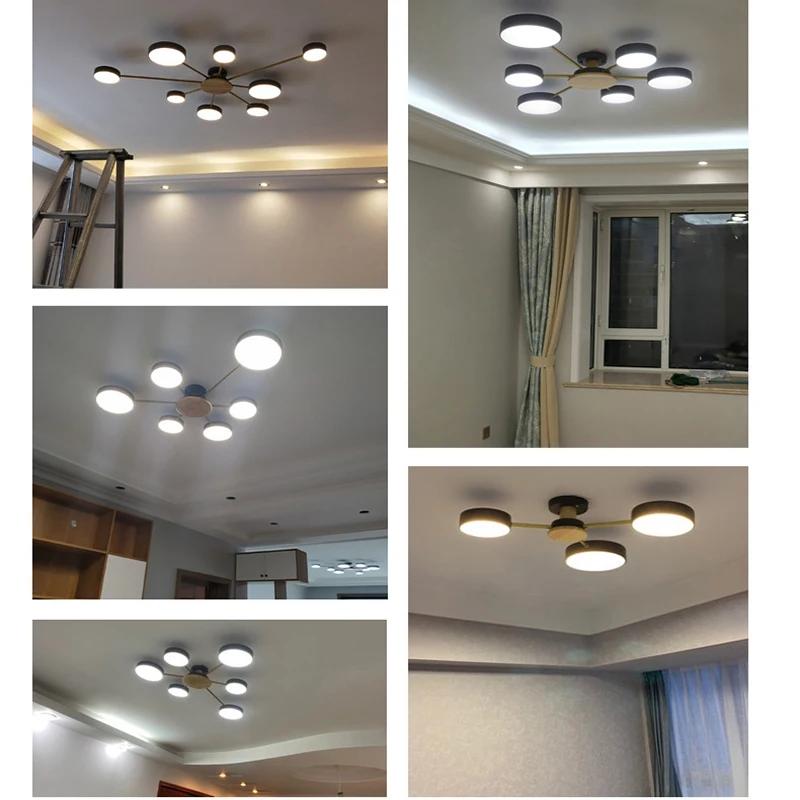 Nordic Simple LivingRoom Affordable Luxury Chandelier Macaron Creative Art Hall  Restaurant Wood  Ceiling Lighting  LED