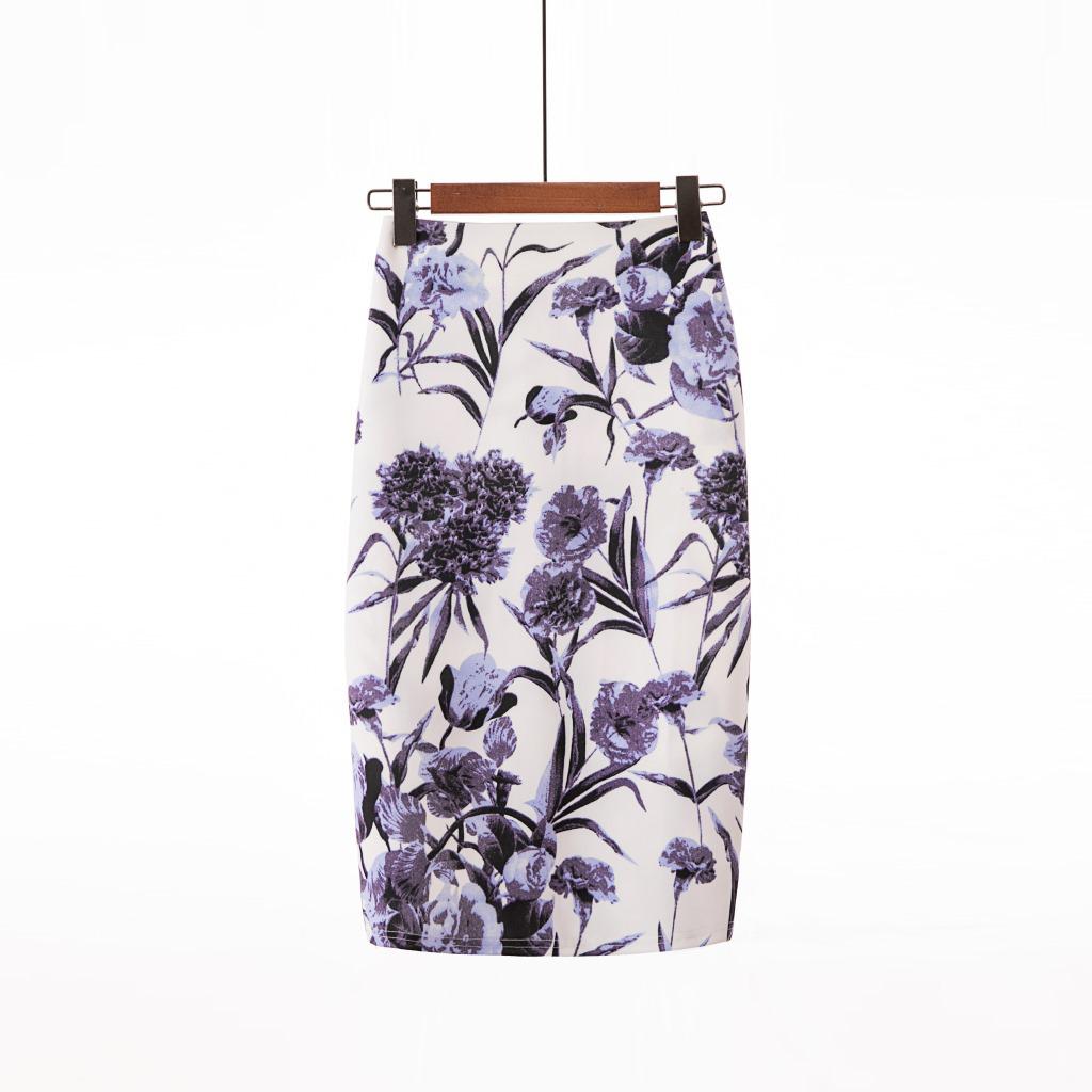 Digital Print Women's Pencil Skirt - Hip-Hugging, Half-Length