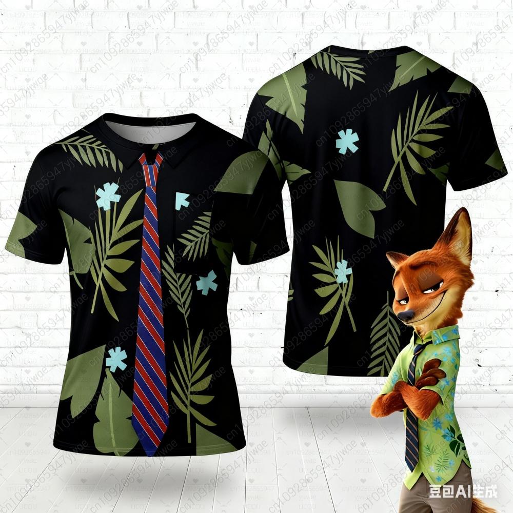 

Summer Men Short Sleeve Nick Wilde Inspired Costume T-Shirt Men Nick Wilde Fox Cosplay Costume T-Shirt Men Clothing 6XL