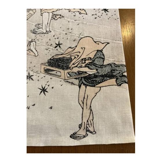 Ukiyo-e Tenugui Towel - Hokusai Manga, "Wind" - Katsushika Hokusai, 100% Cotton, Made in Japan, Tokka Fabric, Gentle on Skin, Lightweight