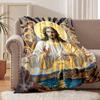 1PC Jesus' Kingdom with Angelic Faith-printed Flannel Blanket Soft and Warm Suitable for Home Travel Picnics Camping and RV