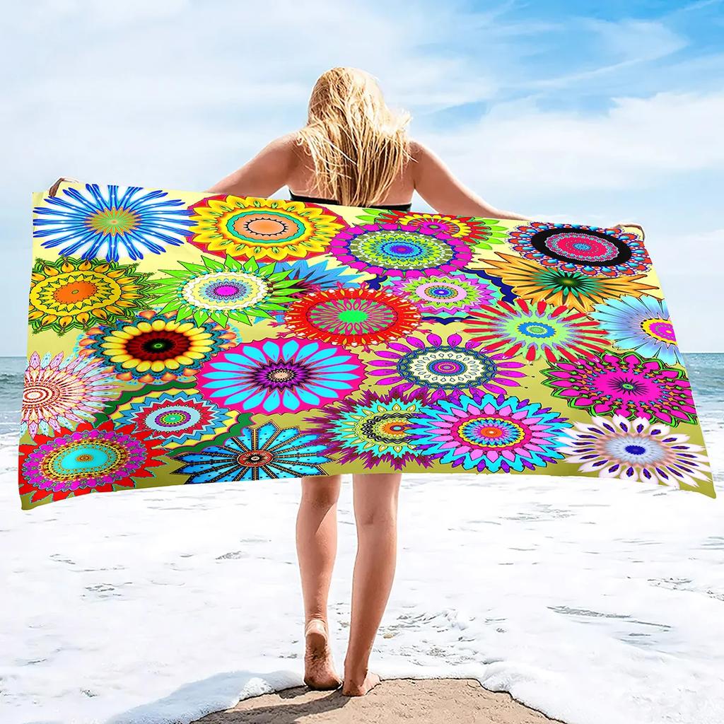 Boho Mandala Microfiber Beach Towel Oversize Extra Large Quick Drying Quick Fast Dry Sand Free Proof Pool Towel Lounge Cover