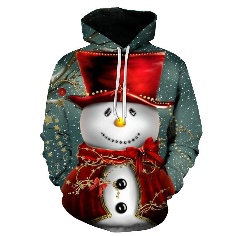 New Christmas Gift Theme Men's 3D Printed Hoodie Fashion Snowman Hooded Sweatshirt Hooded Pullover Boy Clothes