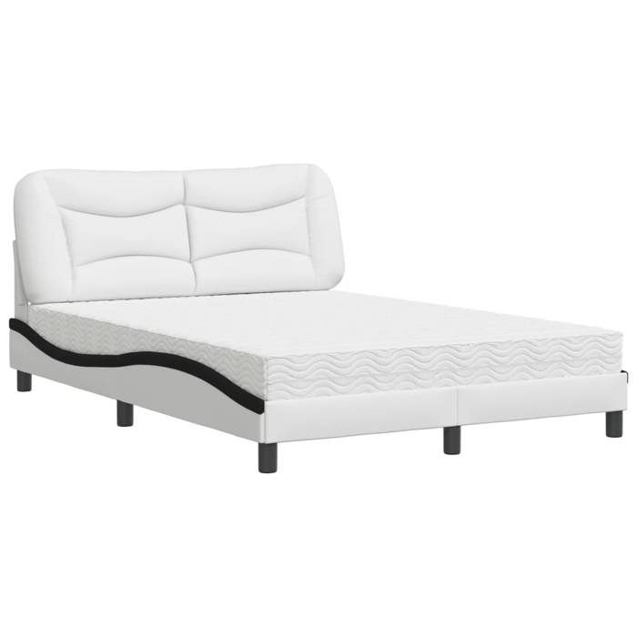 VidaXL Lit avec matelas blanc et noir 140x200 cm similicuir 3208730