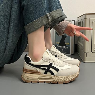 Sports Shoes Thick Sole Casual Board Shoes Women 2024 New Cowhide Everything Soft Sole Inside Increase De Training Shoes