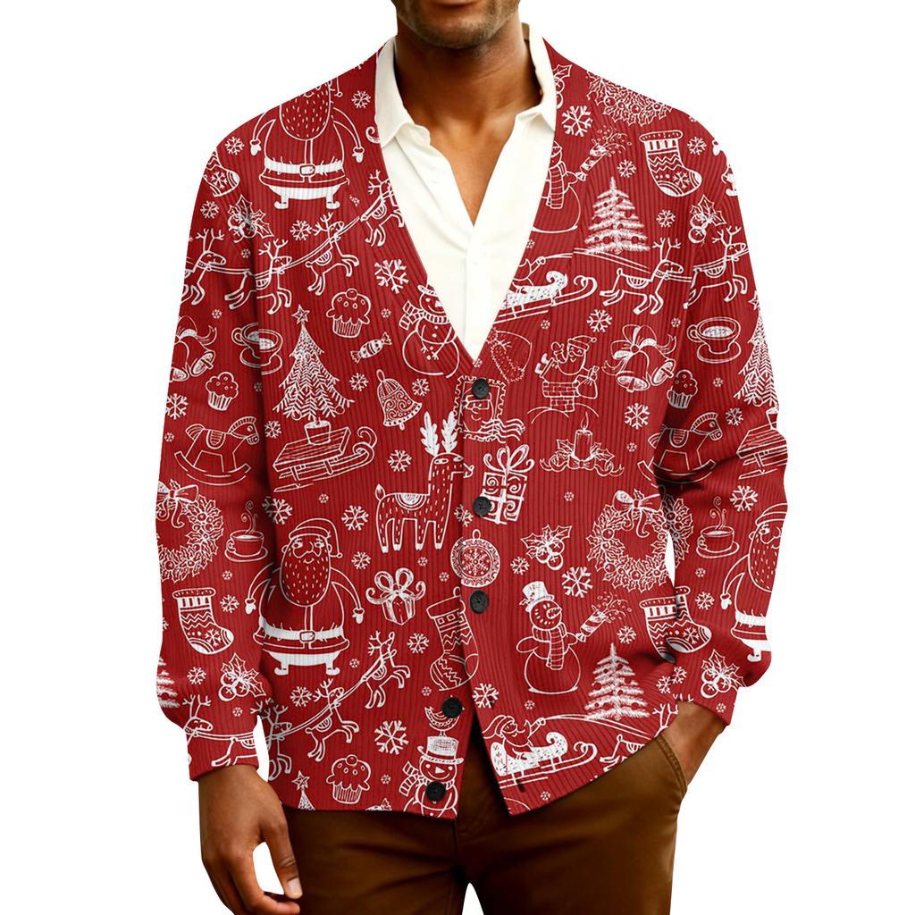 Ribbad långärmad kofta för män