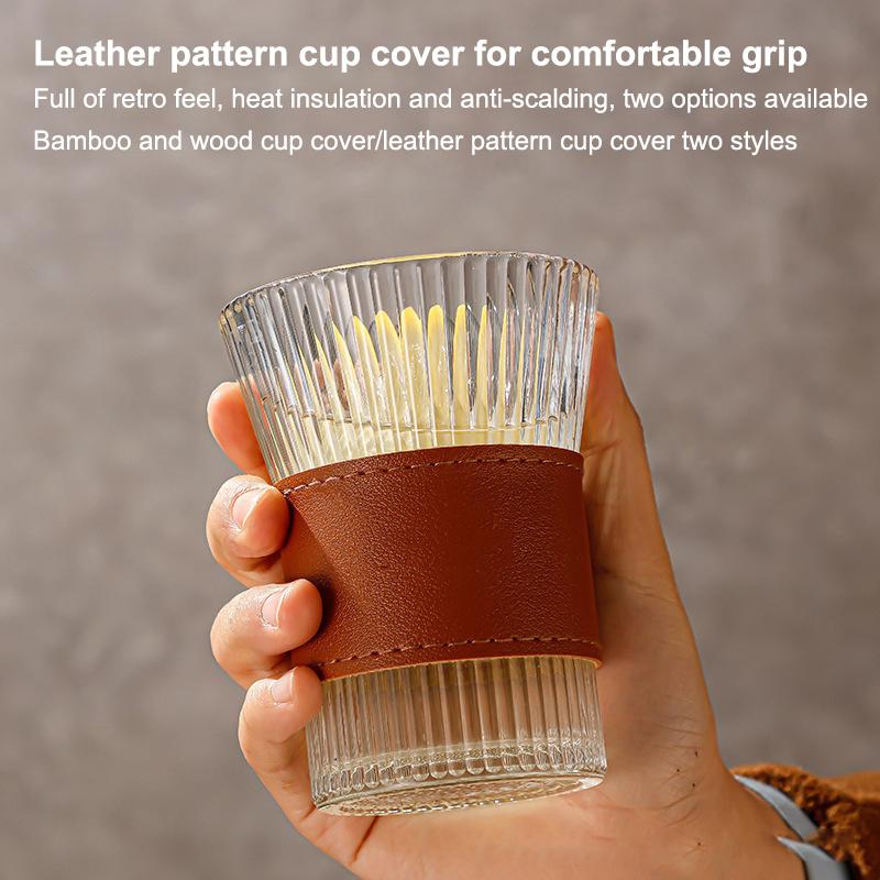Japanese Vertical Pattern Milk Glass Tea Cup Transparent Wine Glass Anti-Scalding Insulation Brewing Fair Cup Coffee Drinkware