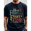 Men's 'Here Fishy Fishy' Graphic T-Shirt - Breathable Quick-Dry Crew Neck Tee
