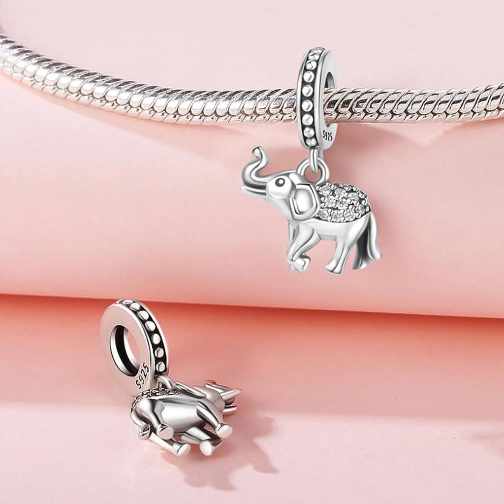 Anniversary Copper Charms Pink Elephant Heart Beads Fit Bracelet Necklace Bead Jewelry Making Fine Jewelry Gift