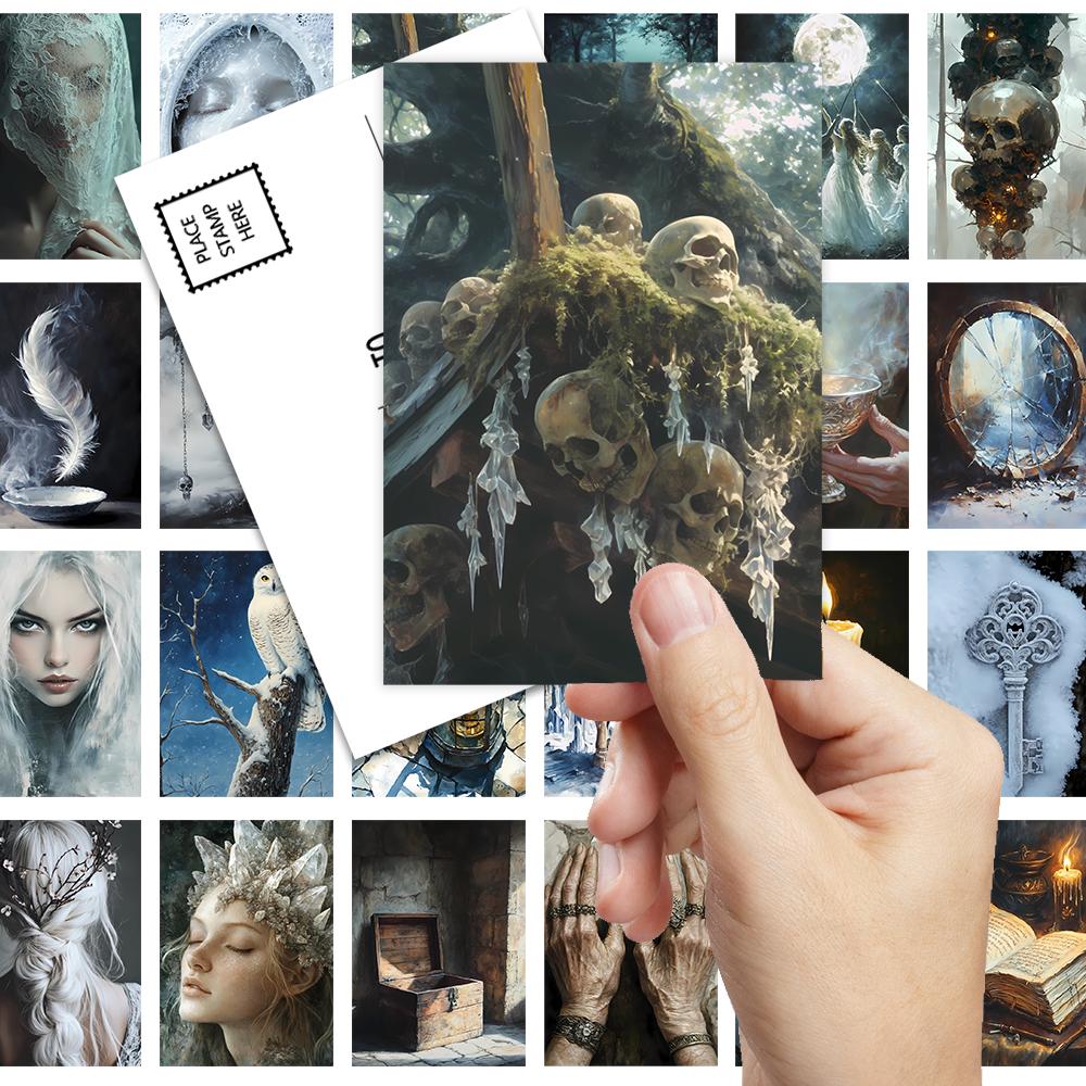 32pcs, Gothic Magic Postcards, Mysterious Witch, Birthday/Anniversary Gifts, Collectibles, Suitable for Gifting, Mailable.