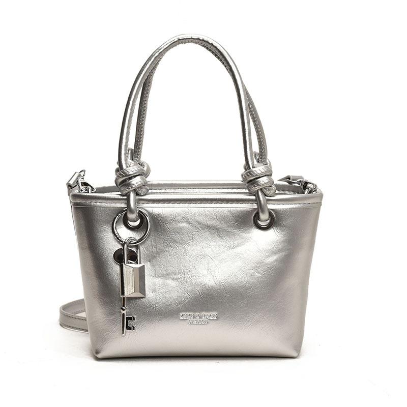 

Модная сумка-мессенджер на плечо, тренд весны, новая, простая, портативная, в форме ведра, женская 23*9*15cm серебряный