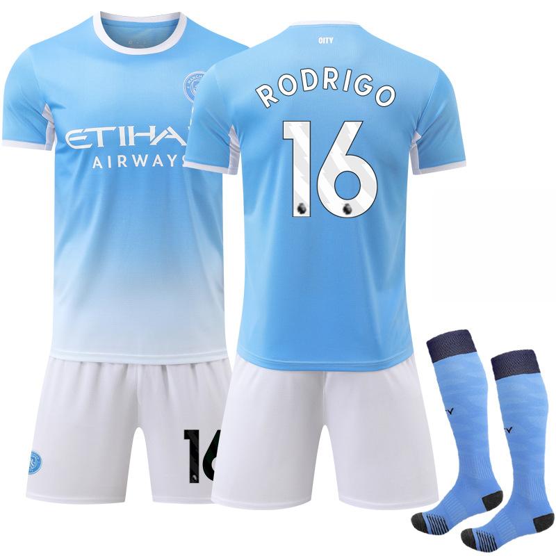 2627 Nein. 16 Rodrigo Weltmeisterschaft Manchester City Heim Blaues Trikot