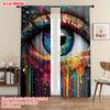 2pcs   Plane Printing Popular Curtains Dazzling Abstract Eye Theme Versatile Durable Polyester (without Rod) Festive for