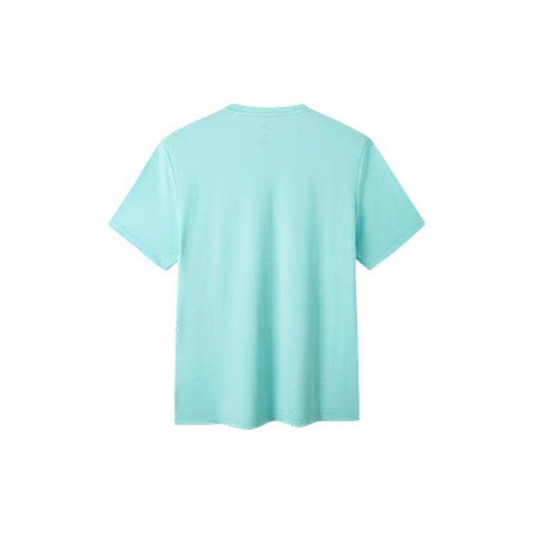 Anta SS22 Breathable Casual Striped Logo Knit T-Shirt Men Tops Ice-Blue Green 152227123-2