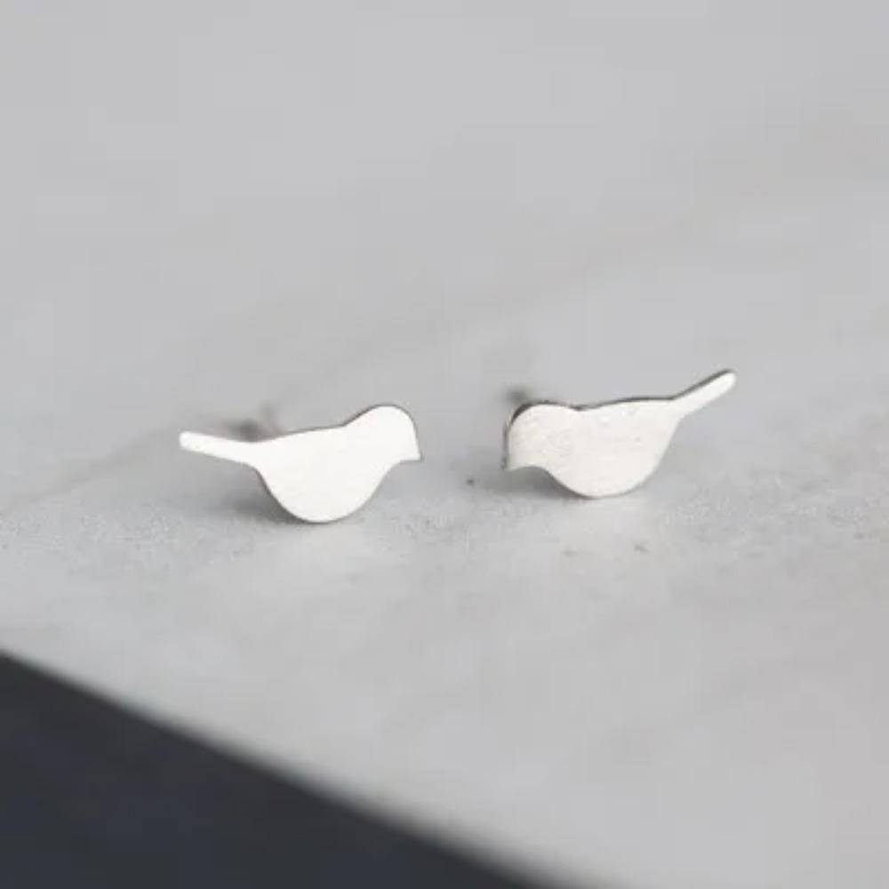 Silver Plated Korean Style Stud Earrings for Women Creative Ear Hole Design Allergy Free Fine Jewelry Accessories