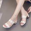 2025 Large Size Fashion Women's Shoes Korean Version Trend Thin Open-toed Thick Heel High Heels Sandals Women's Summer