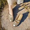 Fashion 2025 Brand Ladies Shoes Closed Toe Women's Slippers Fashion Outdoor Metal Decoration Daily Versatile Best Seller Flat Slippers