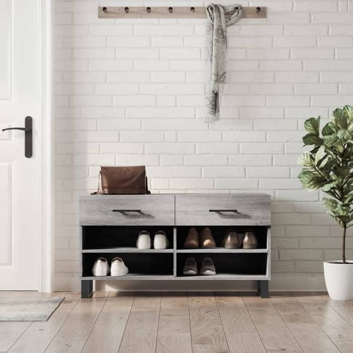 VidaXL Shoe Bench, Shoe Cabinet with 4 Shelves and Legs, Shoe Rack with 2 Drawers Living Room, Modern, 829770