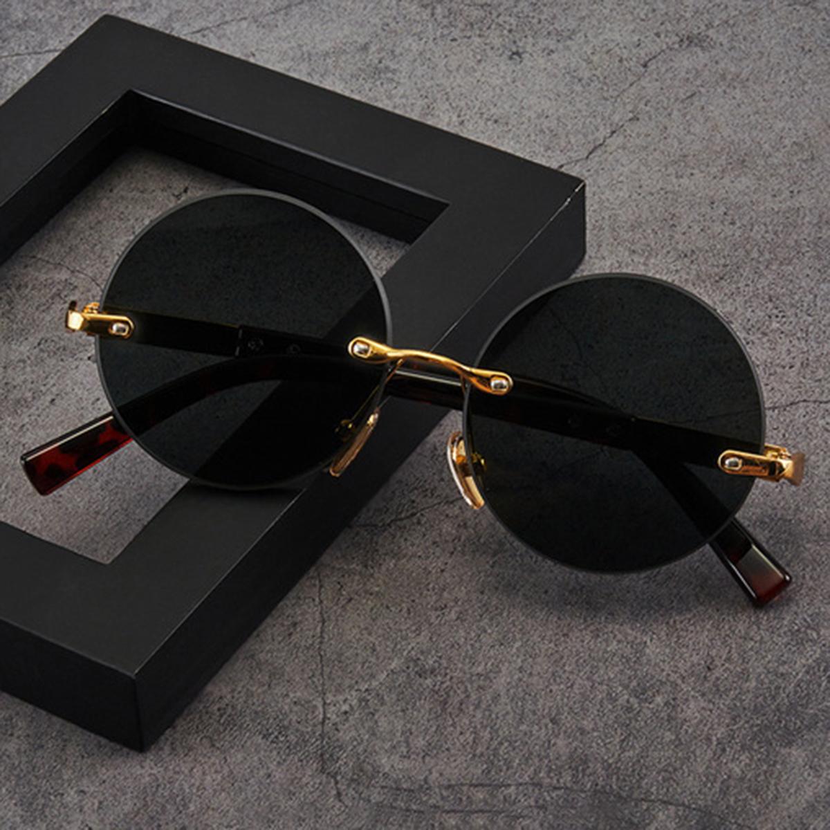 

Модні окуляри 1 шт. Темно-зелені окуляри з кристалічним камінням Круглі чоловічі сонцезахисні окуляри з дзеркалом із кришталевим каменем. Чоловічі круглі сонцезахисні окуляри. Сонцезахисні окуляри без оправи. Жіночі окуляри. чорний