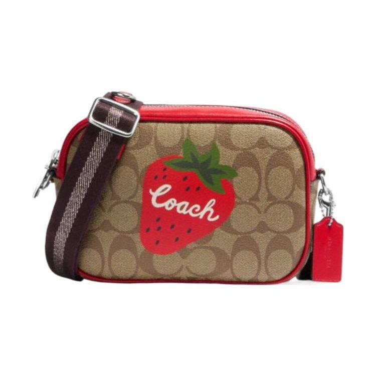 

Coach Jamie 19 Strawberry Print Monogram PVC Camera Bag Women Shoulder Bag Red Brown CH351-SVRVB Gift Box Set (Basic Set+Yellow Box)