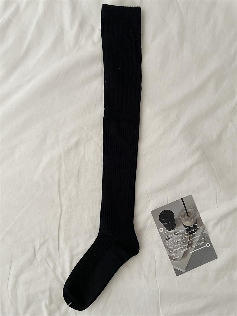

Spring And Autumn Knee Socks Stacking Socks Women S White High Tube Socks Korean Version Hollow Gray Stockings With Boots Thigh Socks One size fits all (tube length 52cm) чорний